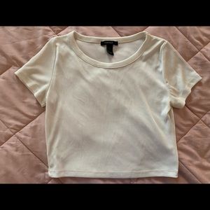 Forever21 white ribbed crop top size L